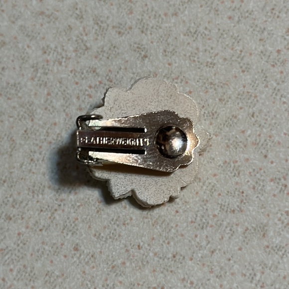 Featherweights white composite clip on earrings with rhinestones (447) - Picture 4 of 5